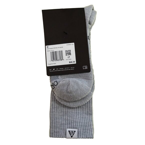 $28 NIKE ACG CUSHIONED TRAIL HIKING SOCKS DV5465-100 GREY M(6-8) - Picture 4 of 4